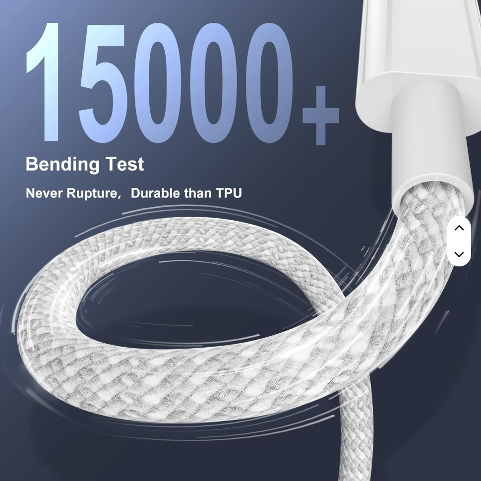 60W Braided USB-C to USB-C Fast Charging Cable – Durable & High-Speed Data Transfer for iPhone 15/16 Series