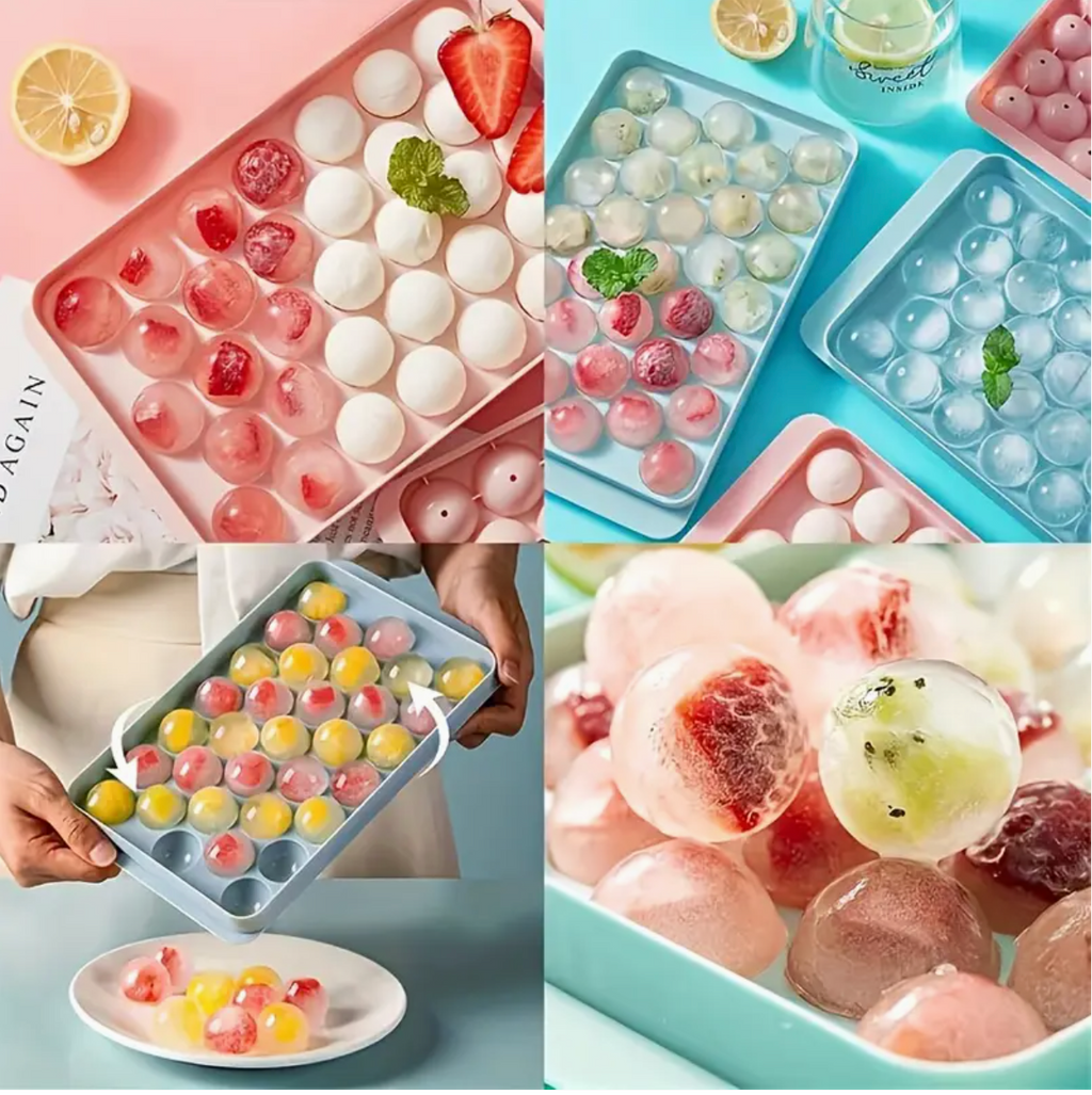 1PC Ice Cube Tray – Polished Dustproof Round Grid Ice Ball Mold | Small-Sized Food-Grade Ice Maker for Home, Party & Kitchen Use