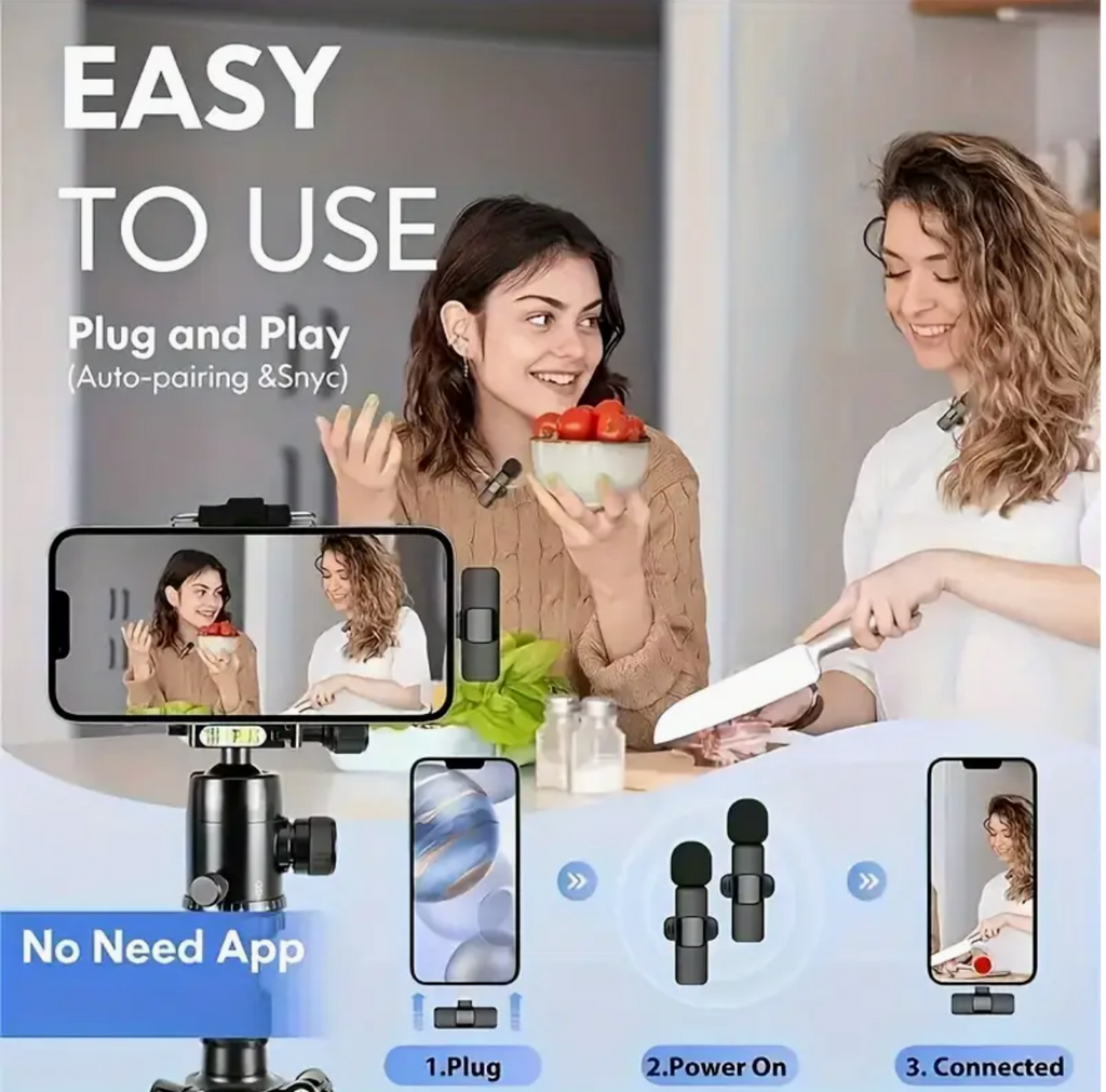 Wireless Microphone – USB-C Clip-On Mic for Smartphones & Laptops, Ideal for Vlogs, Live Streaming, Interviews & Content Creation