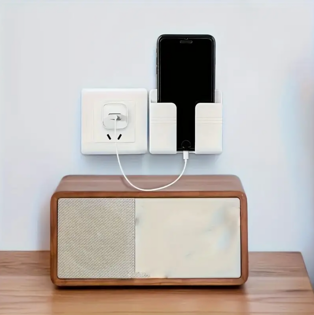 Easy-Install Wall Shelf with Phone Holder – Punch-Free Storage Rack for Kitchen, Bathroom & Bedroom