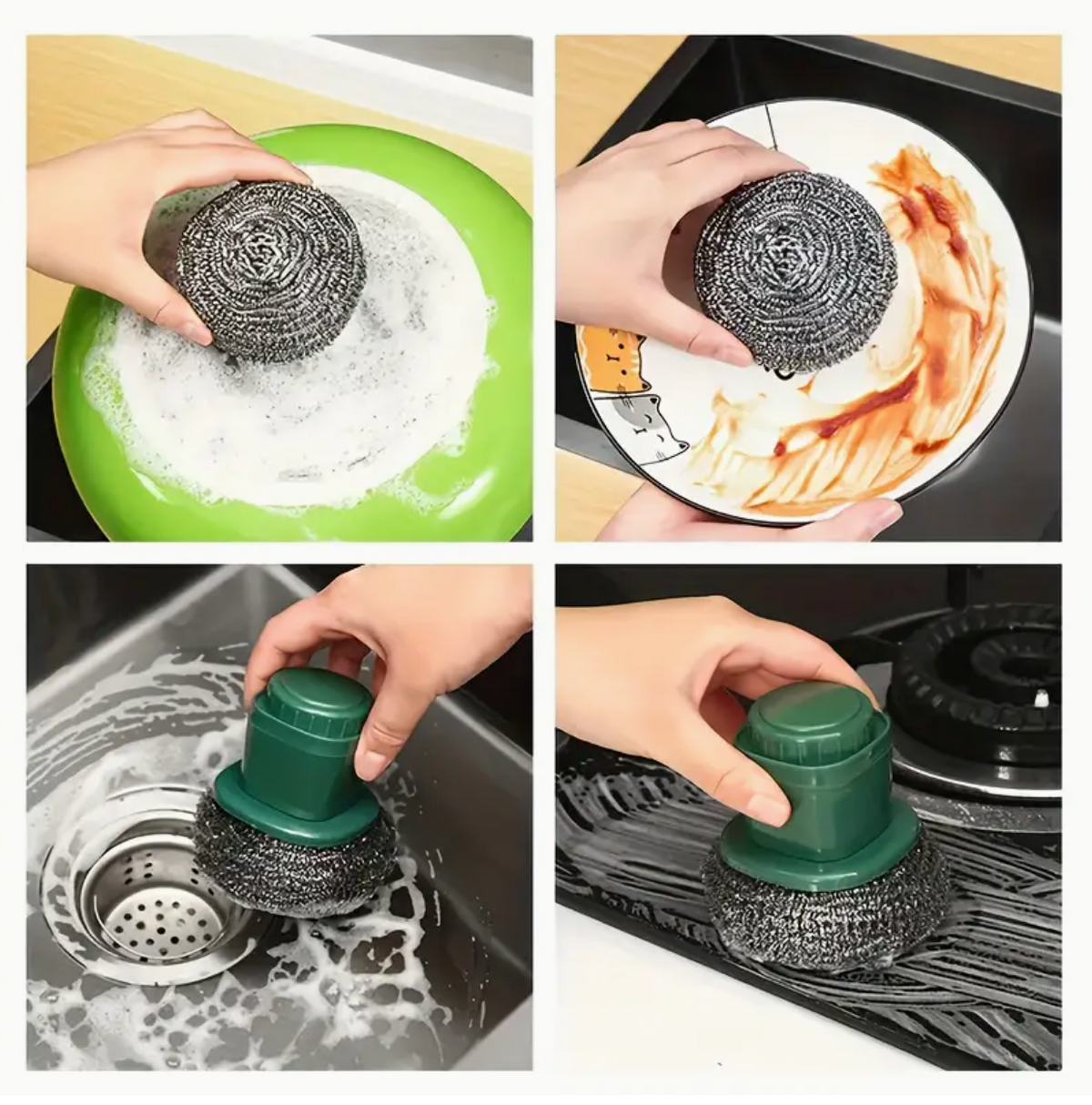 6 Pcs Heavy-Duty Stainless Steel Pot Scrubbing Balls | High-Zinc Iron Core | Rust-Resistant Wire Scrubbers for Tough Kitchen & Bathroom Cleaning