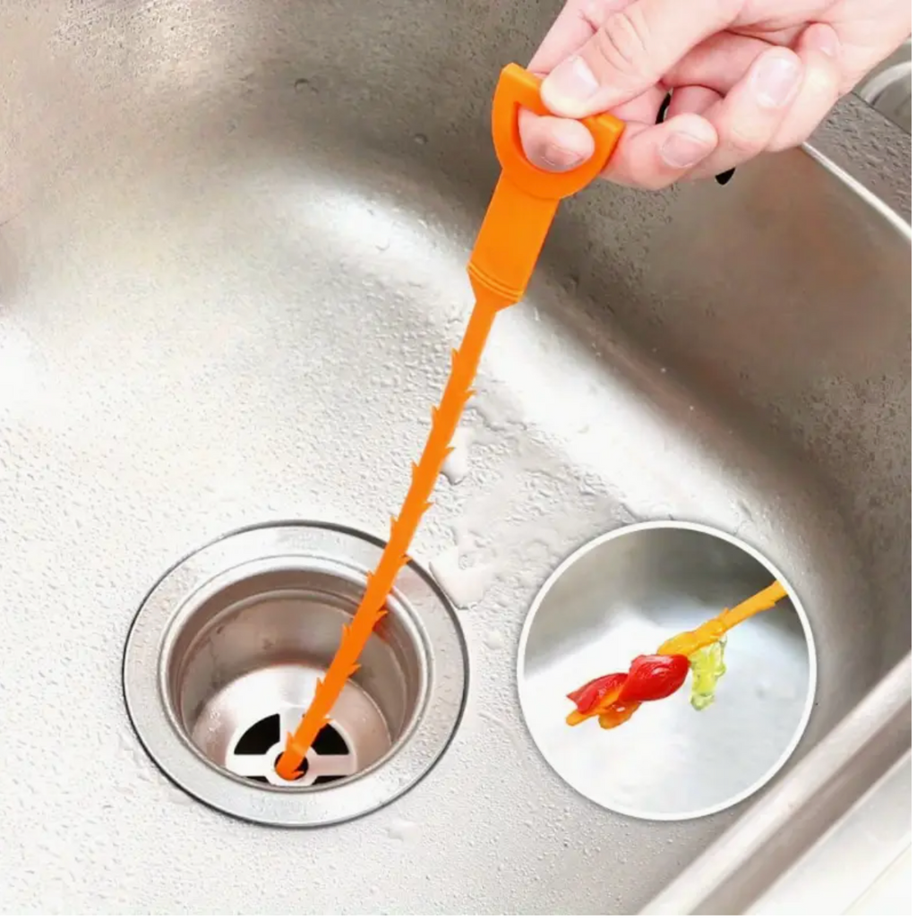 Manual Hair Drain Clog Remover Tool – Flexible Metal Bristles & Ergonomic Handle | Kitchen Sink, Bathroom Tub & Sewer Pipe Unclogger | No Battery Needed | Safe for PVC & Metal Pipes