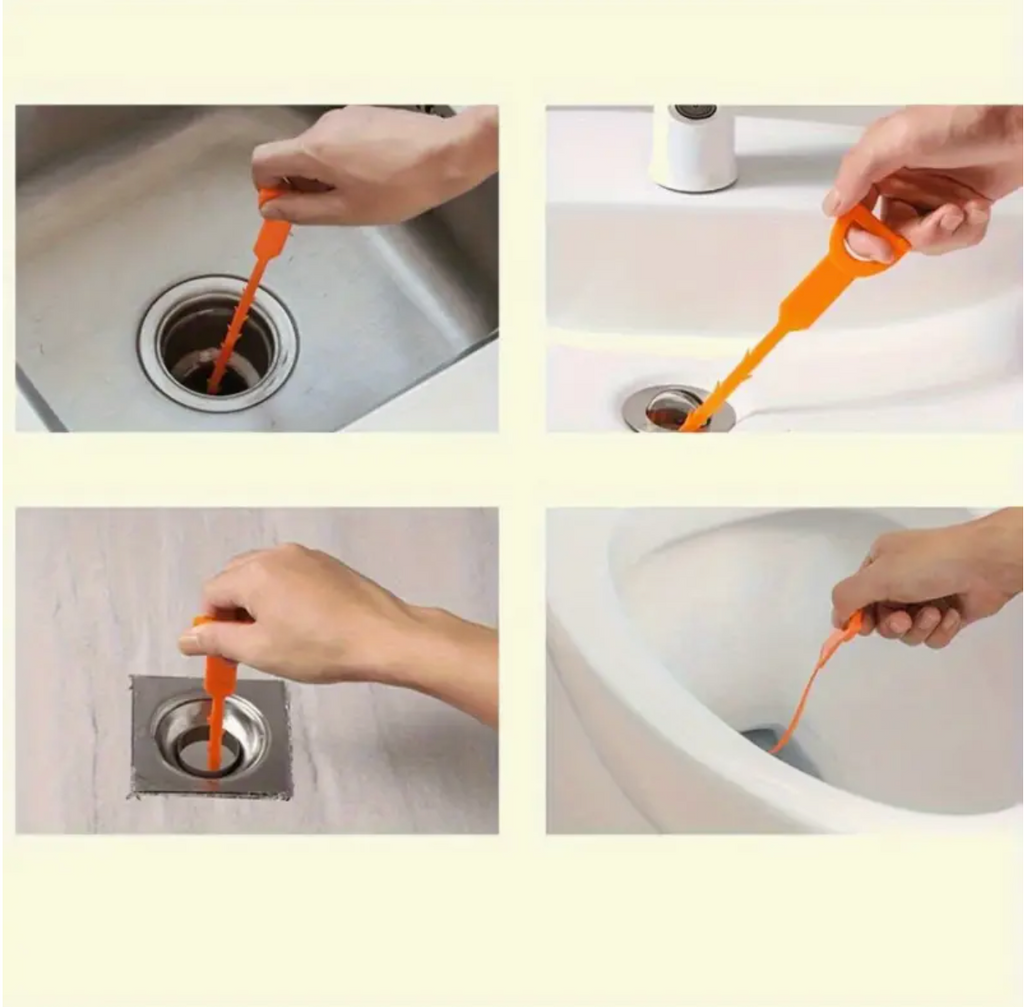 Manual Hair Drain Clog Remover Tool – Flexible Metal Bristles & Ergonomic Handle | Kitchen Sink, Bathroom Tub & Sewer Pipe Unclogger | No Battery Needed | Safe for PVC & Metal Pipes