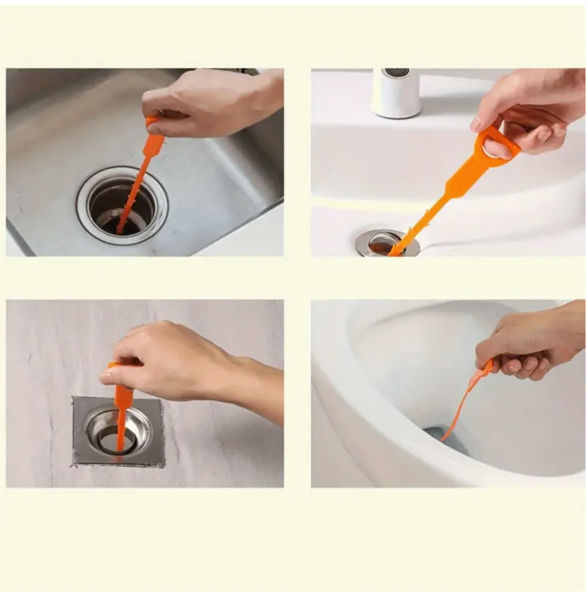 Manual Hair Drain Clog Remover Tool – Flexible Metal Bristles & Ergonomic Handle | Kitchen Sink, Bathroom Tub & Sewer Pipe Unclogger | No Battery Needed | Safe for PVC & Metal Pipes