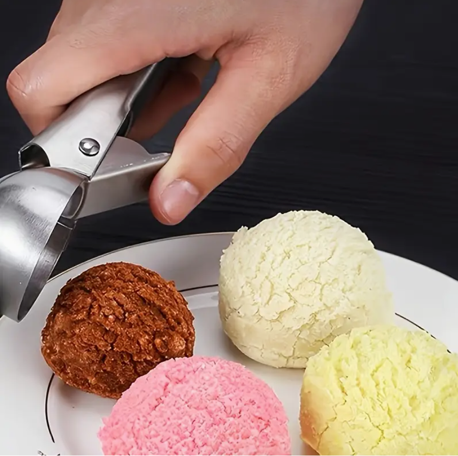 Stainless Steel Ice Cream & Fruit Scoop – Durable Round Digger for Watermelon, Cantaloupe, Papaya & Frozen Desserts | Food-Safe 430 Stainless Steel with Ergonomic Easy-Grip Handle | Rustproof & Heavy-Duty Kitchen Essential