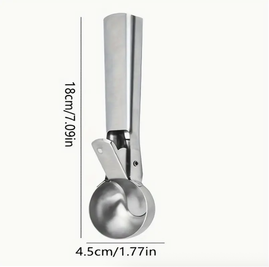 Stainless Steel Ice Cream & Fruit Scoop – Durable Round Digger for Watermelon, Cantaloupe, Papaya & Frozen Desserts | Food-Safe 430 Stainless Steel with Ergonomic Easy-Grip Handle | Rustproof & Heavy-Duty Kitchen Essential
