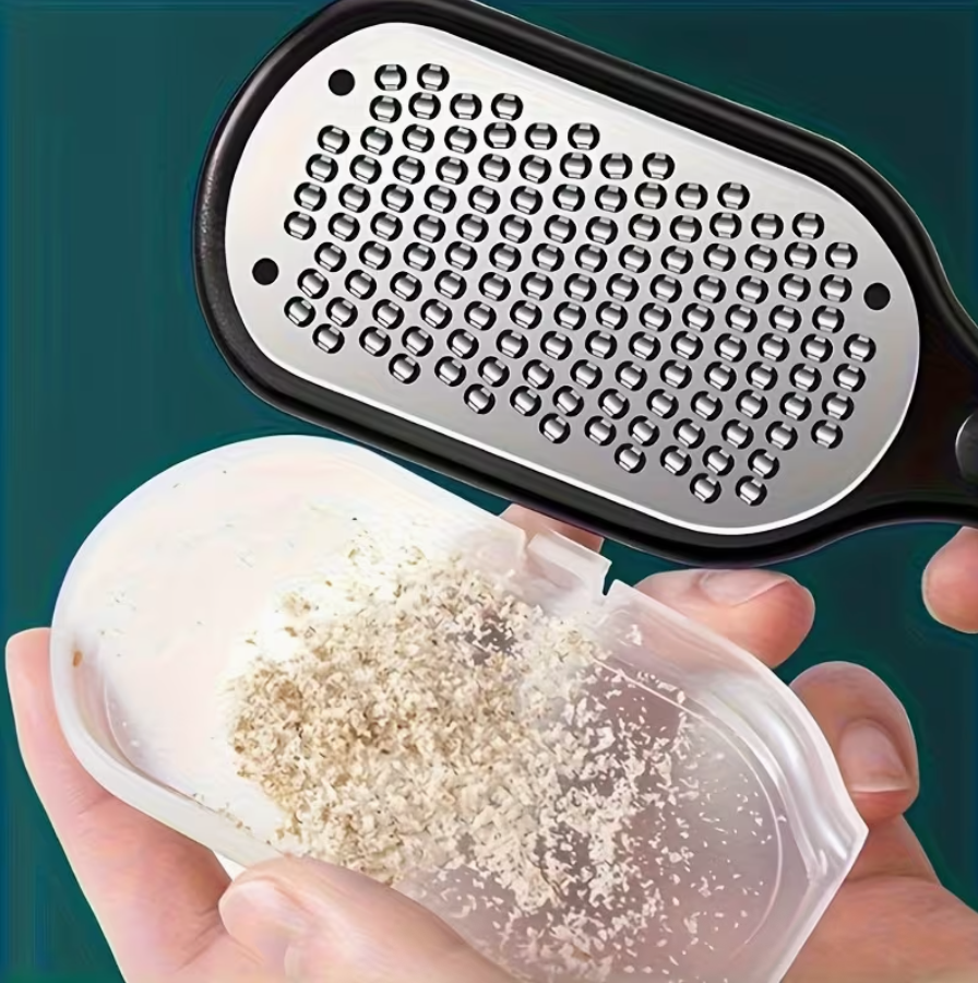 Stainless Steel Foot File Sander  Anti-Splash Design • Comfortable Handle • Rust-Proof & Durable • Removes Dead Skin & Calluses • Home SPA & Pedicure Essential