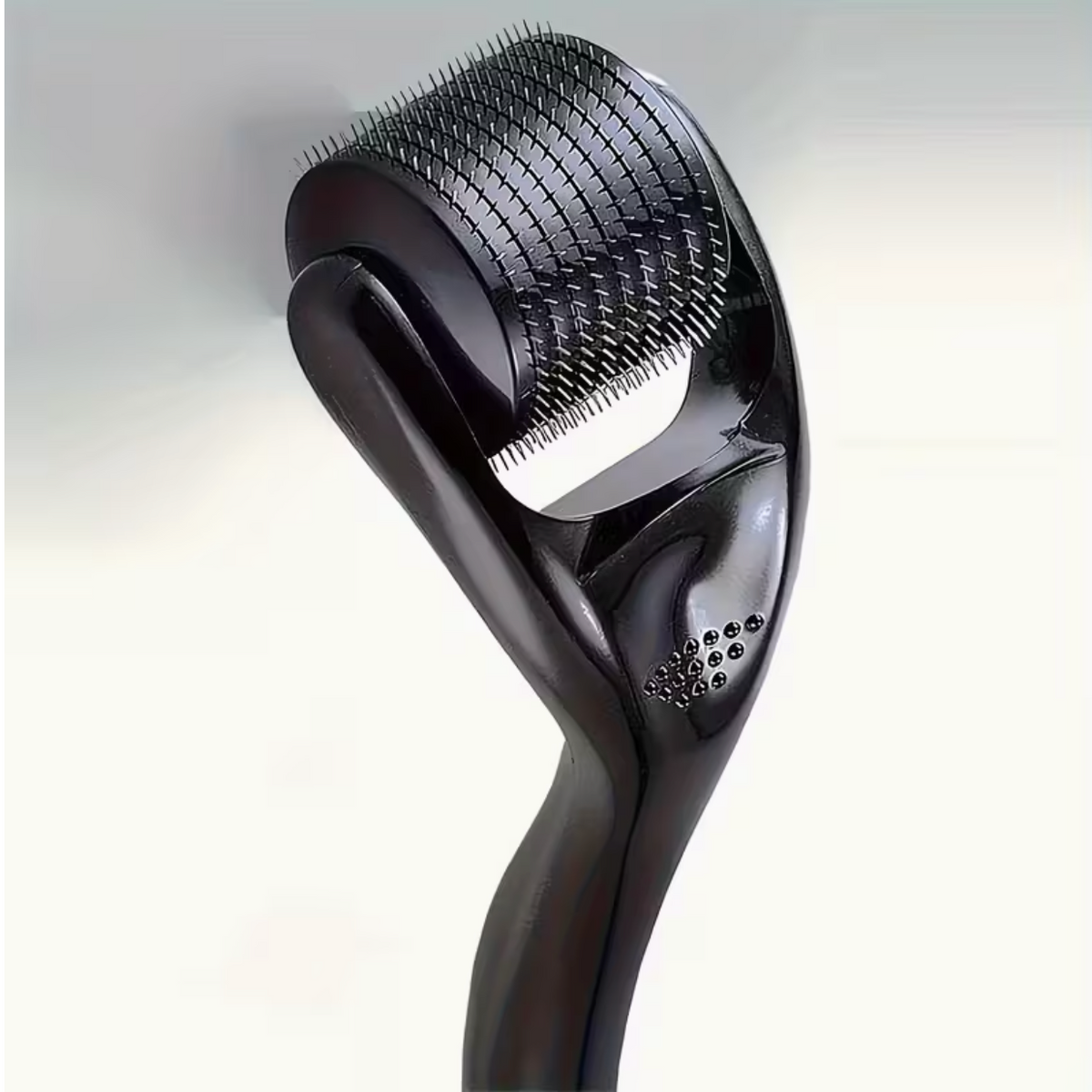Black Stainless Steel Facial Roller – 0.25mm Precision Light Beige Skin Massager with Ergonomic Handle | Gentle Exfoliating Tool for Men & Women, Daily Skincare Essential