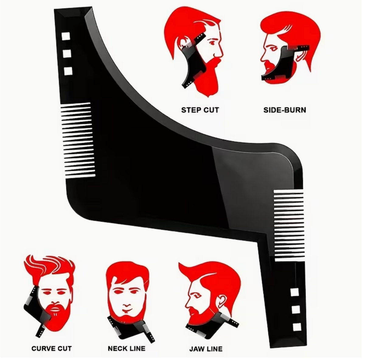 Men’s Beard Shaping & Styling Template Comb – Facial Hair Trim Guide & Style Brush | Precision Beard Grooming Tool