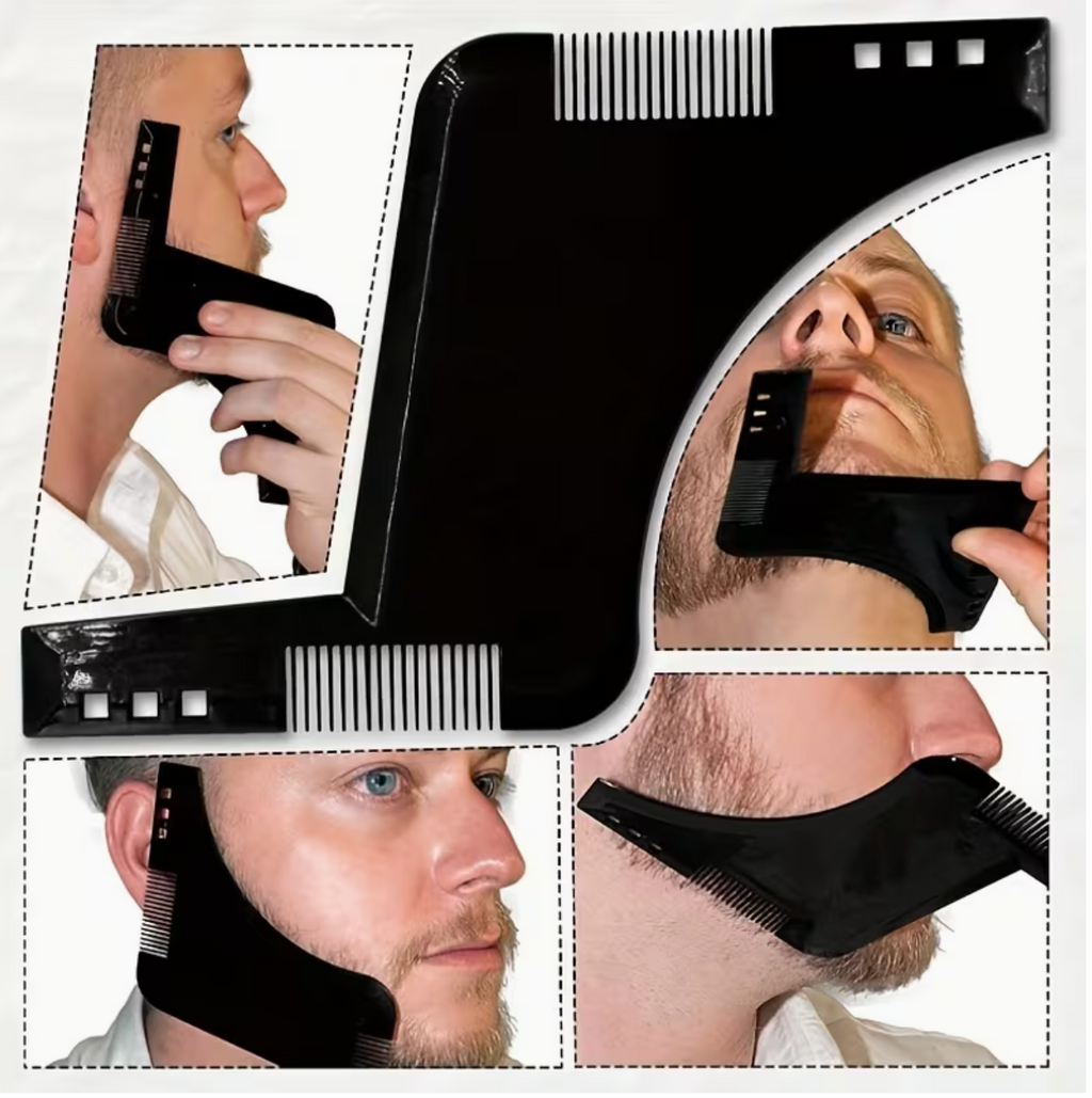 Men’s Beard Shaping & Styling Template Comb – Facial Hair Trim Guide & Style Brush | Precision Beard Grooming Tool