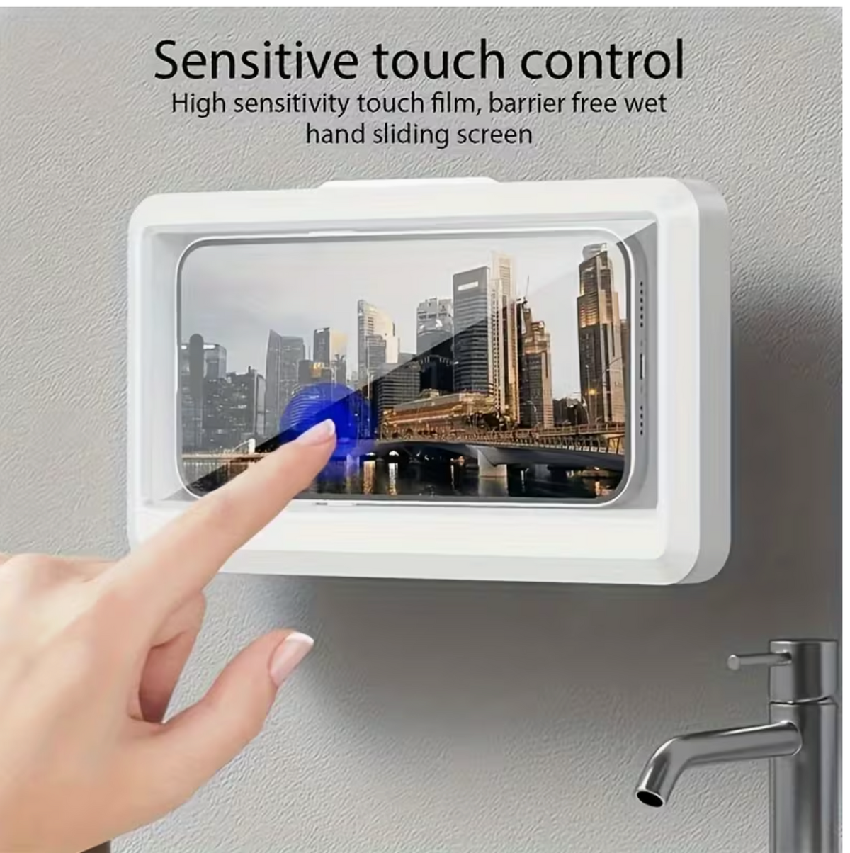360° Rotating ABS Shower Phone Holder – Transparent Bathroom Accessory | Compatible with Plastic Shower Curtains, All-Season Use