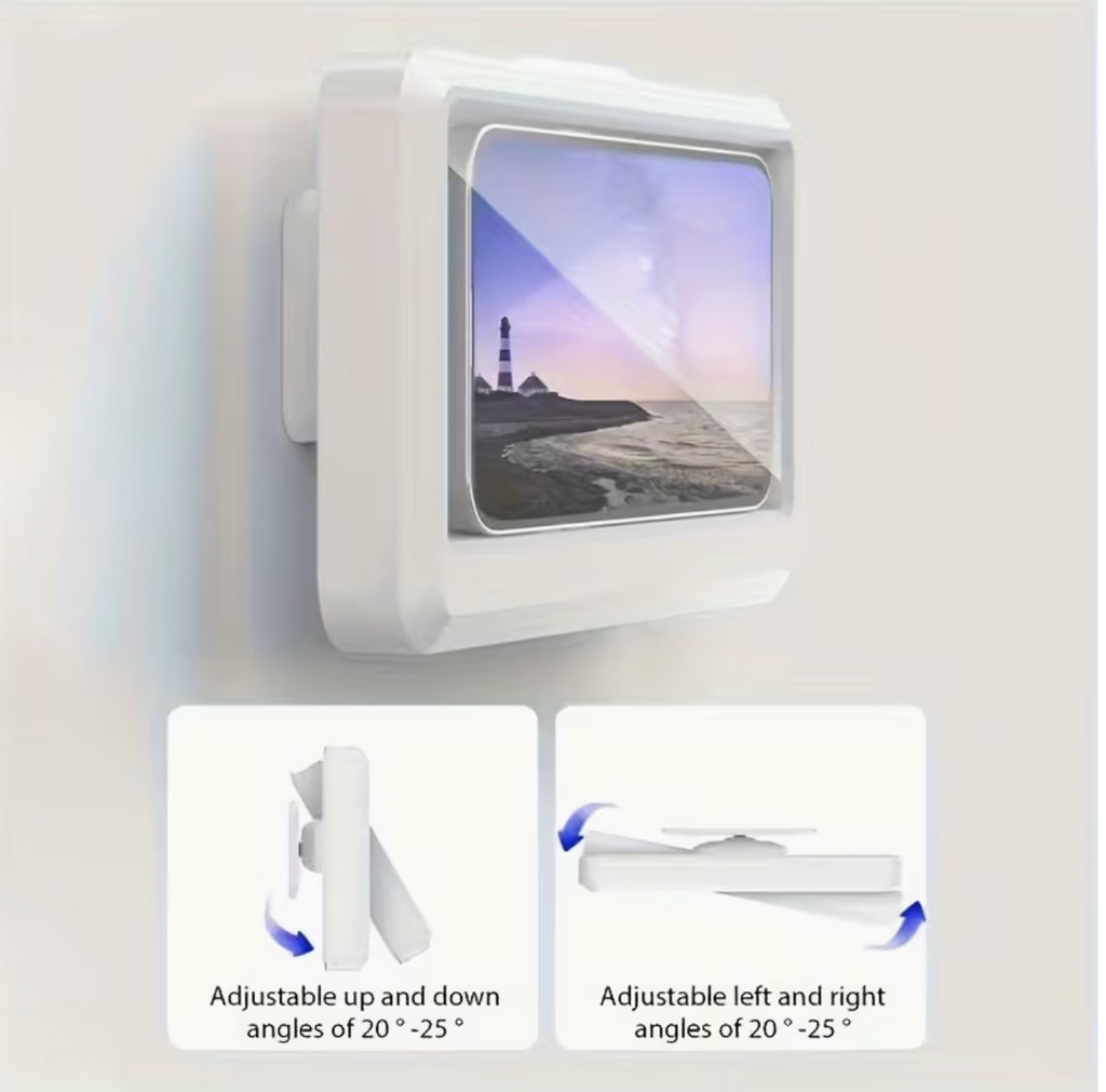 360° Rotating ABS Shower Phone Holder – Transparent Bathroom Accessory | Compatible with Plastic Shower Curtains, All-Season Use