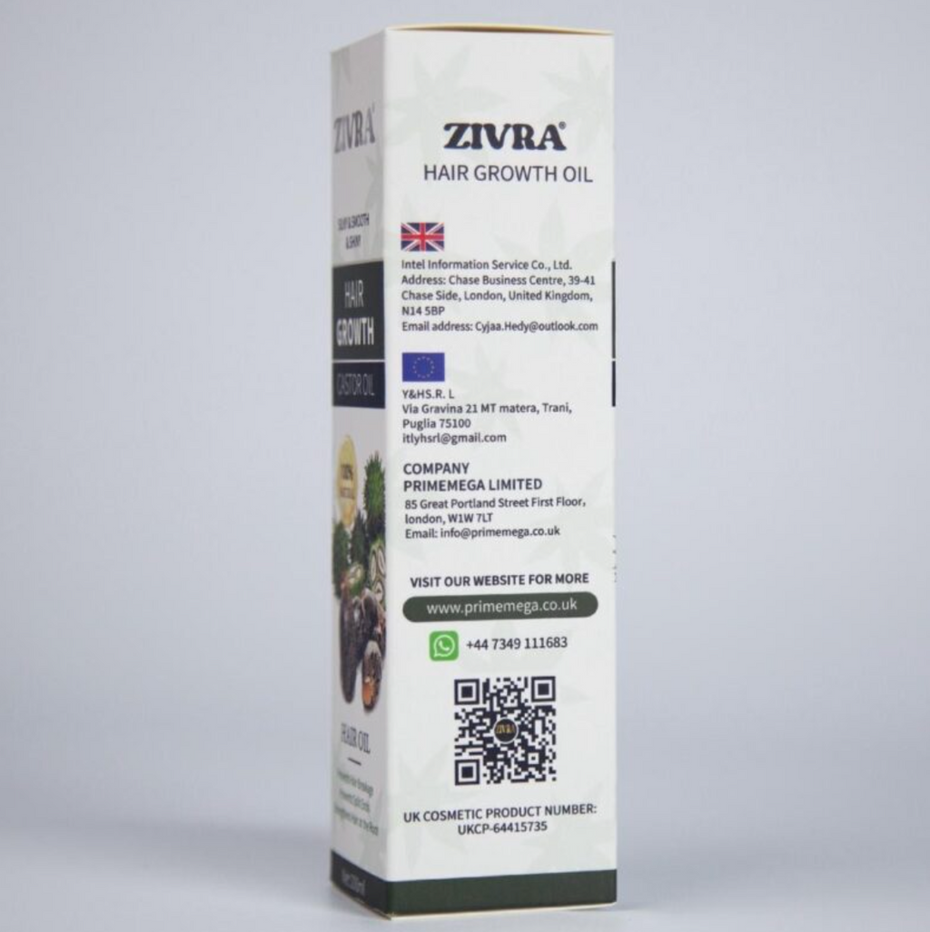 Pure \& Natural *ZIVRA* Hair Growth Oil With Castor Oil for Healthy Shiny Hair