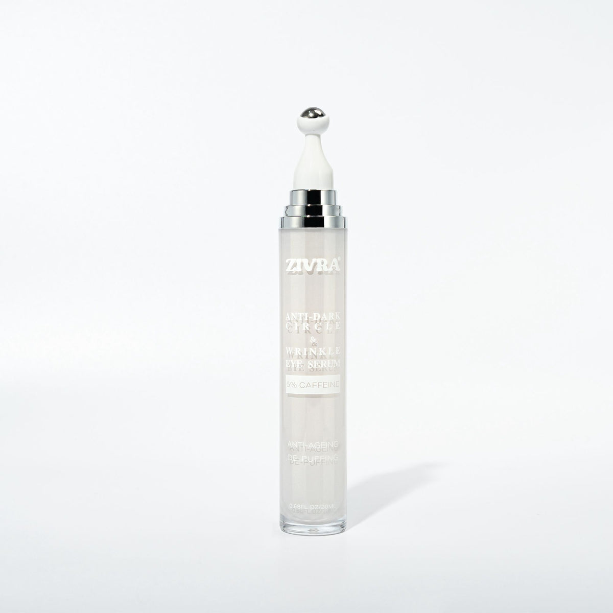 ZIVRA Anti Dark Circle Eye Serum – 5% Caffeine | Anti-Ageing & De-Puffing | 20ml | 360° Roller Applicator