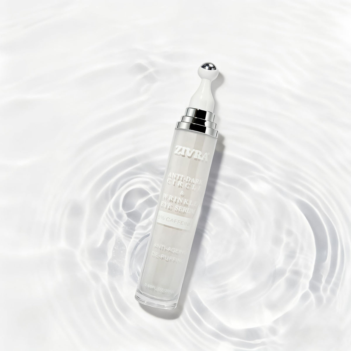 ZIVRA Anti Dark Circle Eye Serum – 5% Caffeine | Anti-Ageing & De-Puffing | 20ml | 360° Roller Applicator