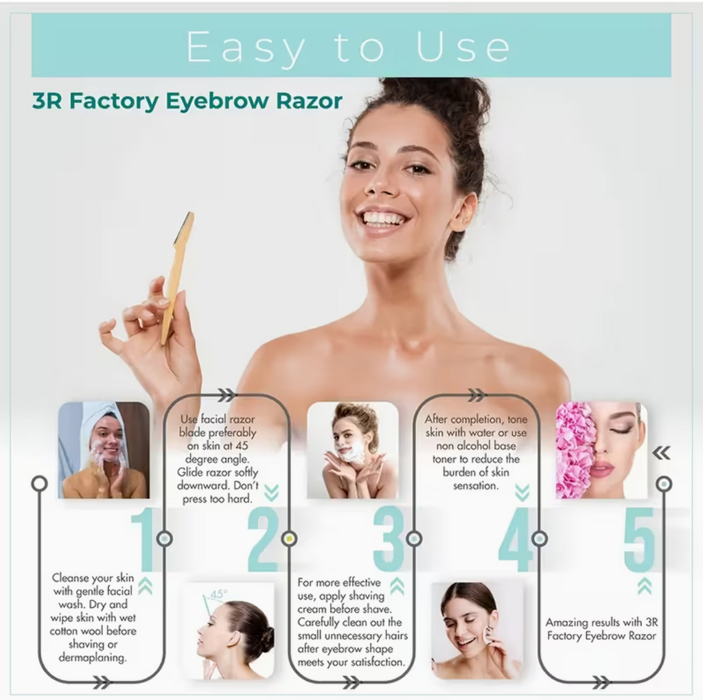 5-Piece Stainless Steel Eyebrow & Facial Razor Set – Random Colours