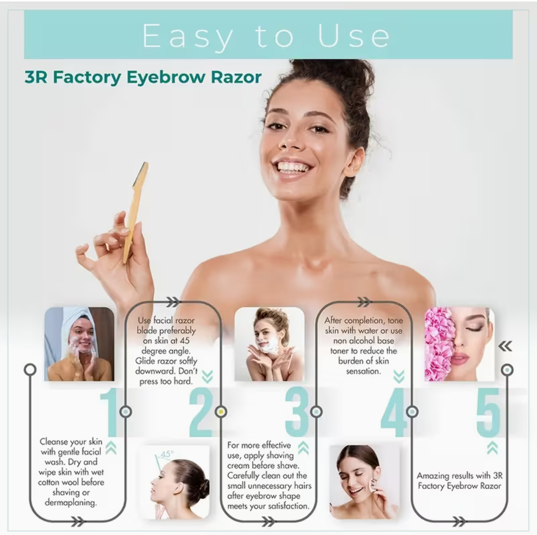 5-Piece Stainless Steel Eyebrow & Facial Razor Set – Random Colours