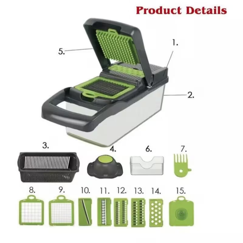 15-in-1 Food Vegetable Salad Fruit Peeler Kitchen Cutter Slicer Dicer Chopper