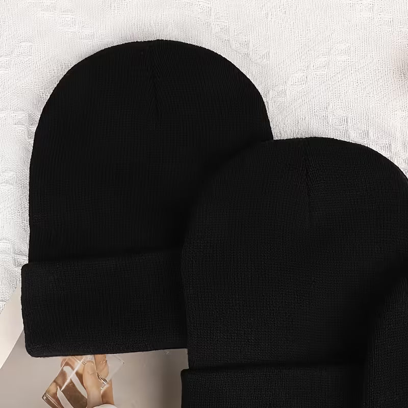 Men's Winter Beanie Hat Solid Colour Warm Knit Windproof Outdoor Casual Cap
