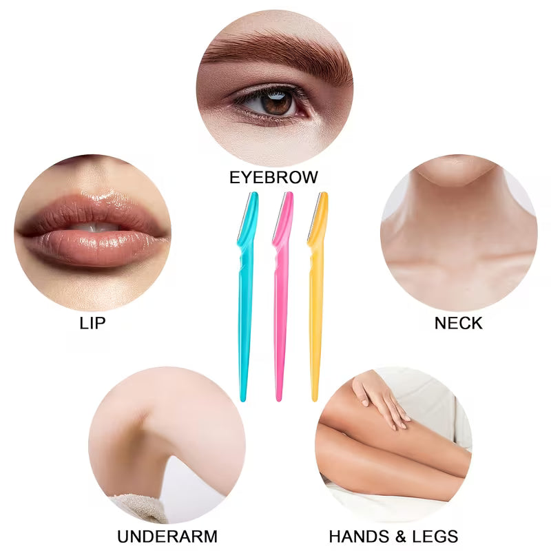 5-Piece Stainless Steel Eyebrow & Facial Razor Set – Random Colours
