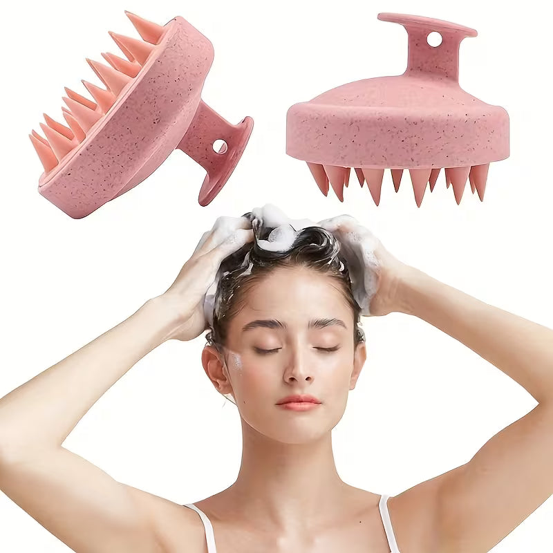 Random Color Silicone Scalp Massager & Hair Washing Brush – Soft Short Bristle Head Care Tool