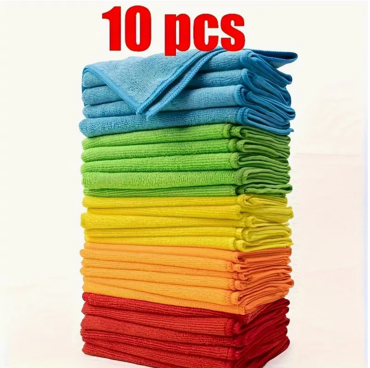 10pcs Multi-Purpose Microfiber Cleaning Cloths – Quick-Dry, Washable, Gift Box Set for Kitchen, Yard & Commercial Use