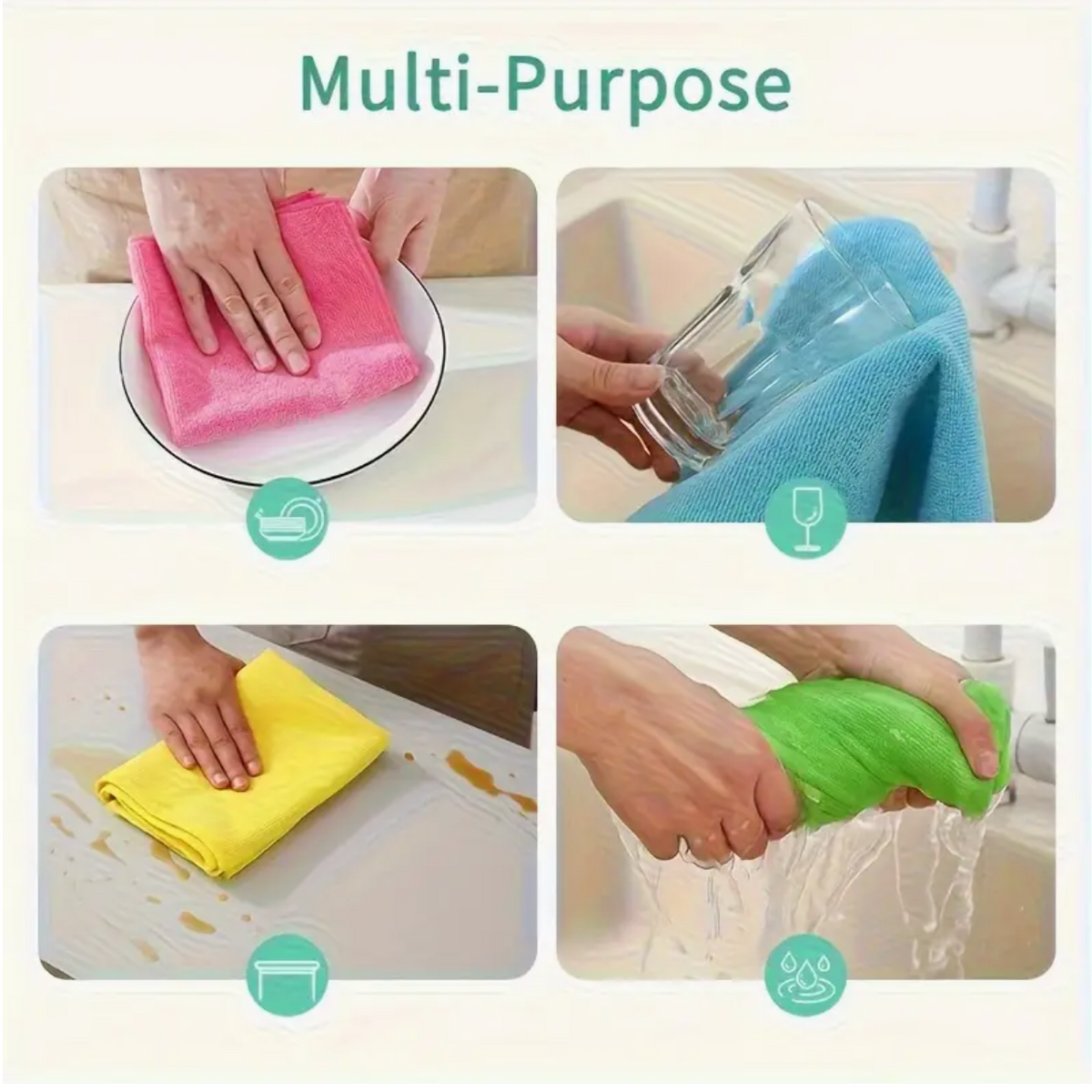 10pcs Multi-Purpose Microfiber Cleaning Cloths – Quick-Dry, Washable, Gift Box Set for Kitchen, Yard & Commercial Use
