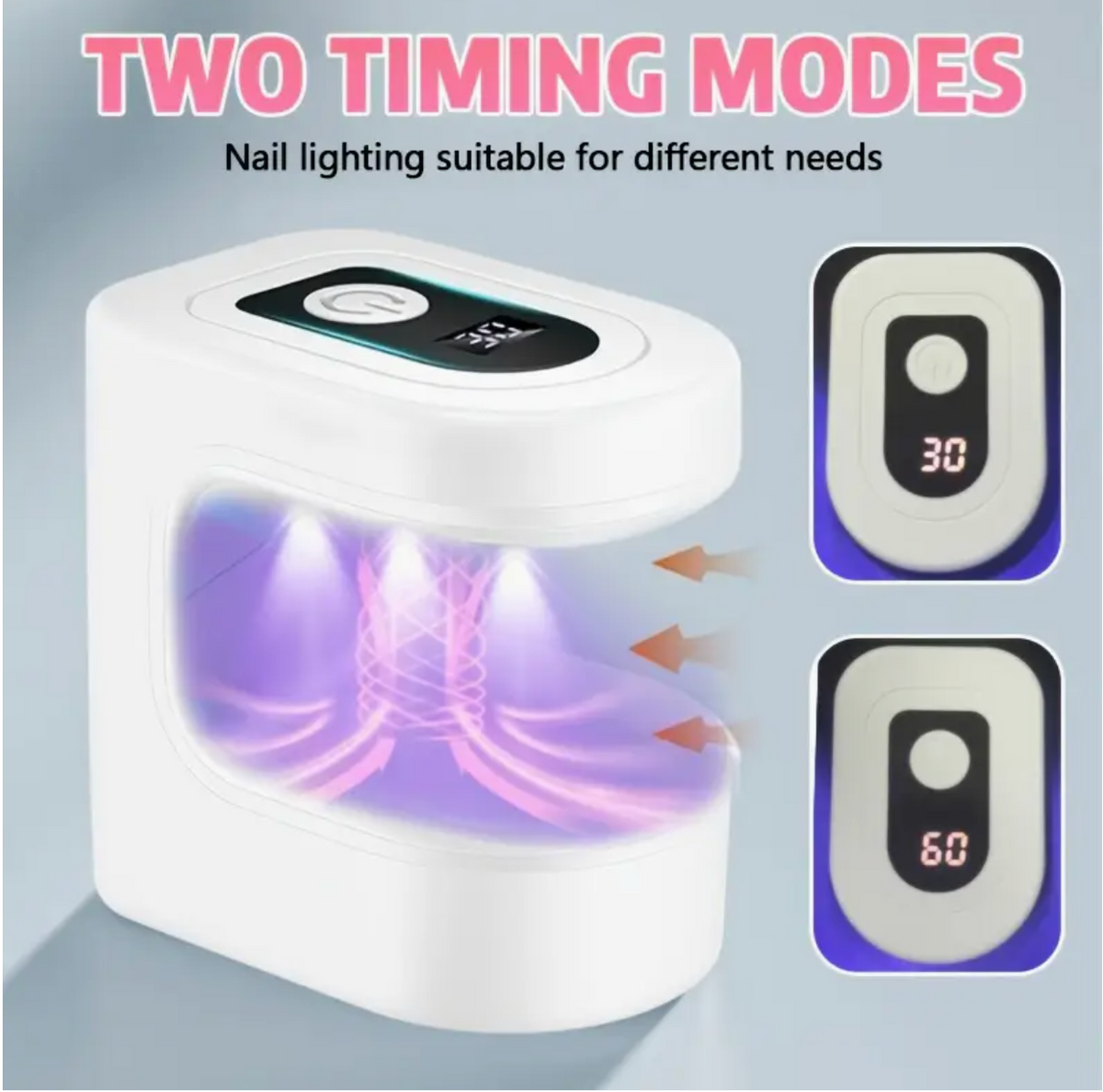 Mini Portable Nail Lamp – USB Rechargeable LED 395nm | Countdown Timer & Power Button | Compact Nail Art Tool for Gel & Nail Polish | Salon, Home & Travel Use