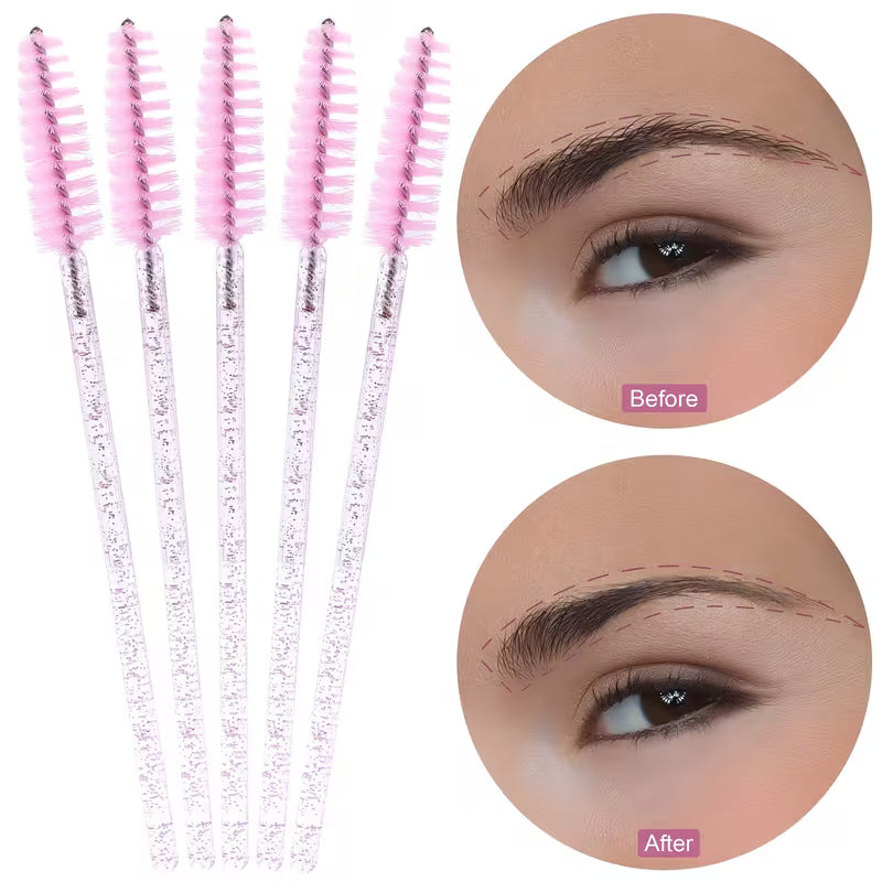 5pcs Disposable Mascara & Eyebrow Brush Set – Travel Makeup Applicators