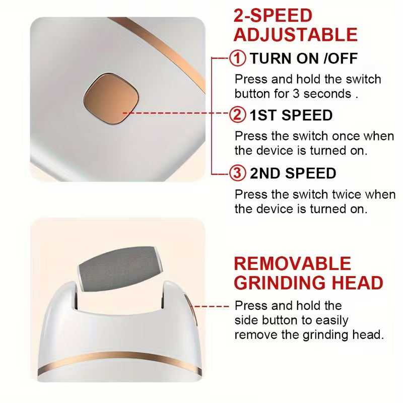 Rechargeable Electric Foot Grinder – Cordless Callus & Dead Skin Remover