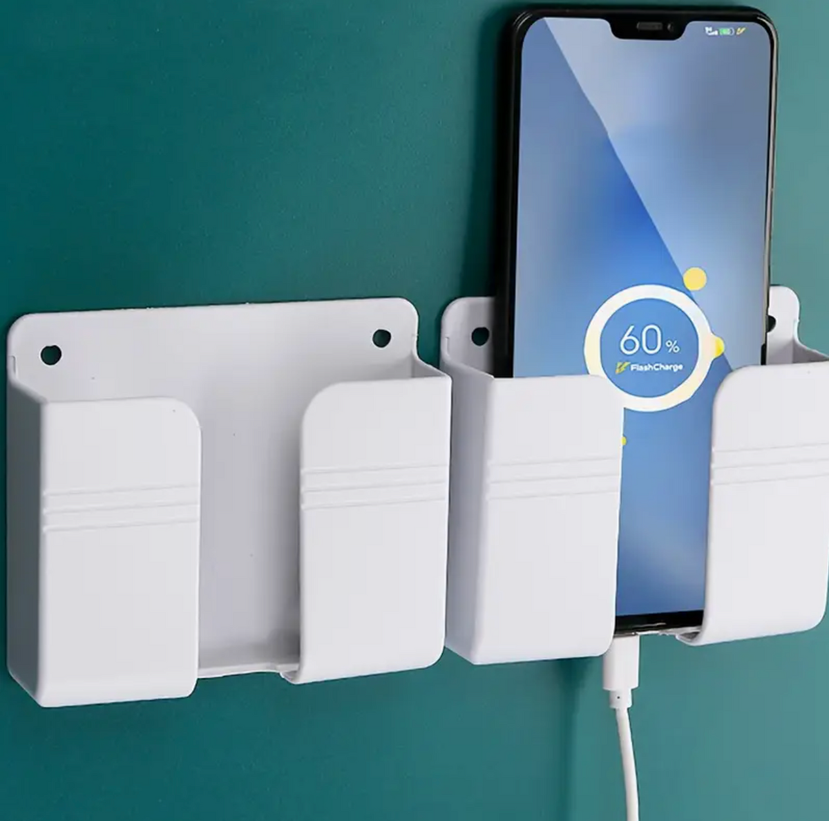 Easy-Install Wall Shelf with Phone Holder – Punch-Free Storage Rack for Kitchen, Bathroom & Bedroom