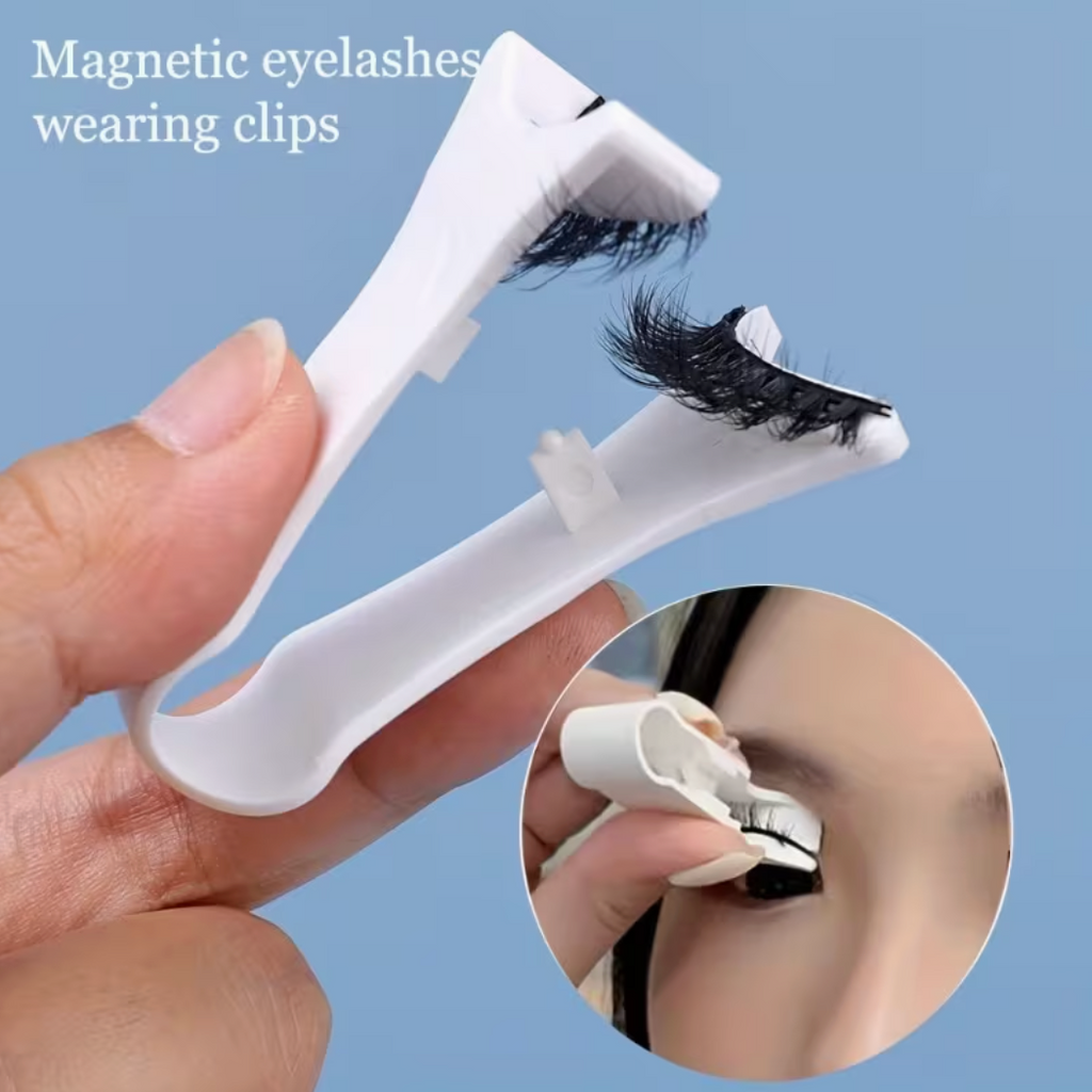 White Magnetic False Eyelash Holder – V-Shaped Clip for Easy Application
