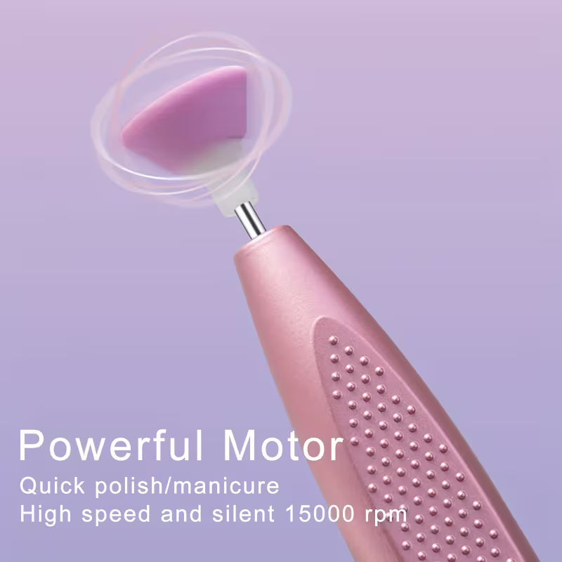 Professional Cordless Electric Nail File Kit – Rechargeable Nail Drill with Multi-Head Sanding Bits