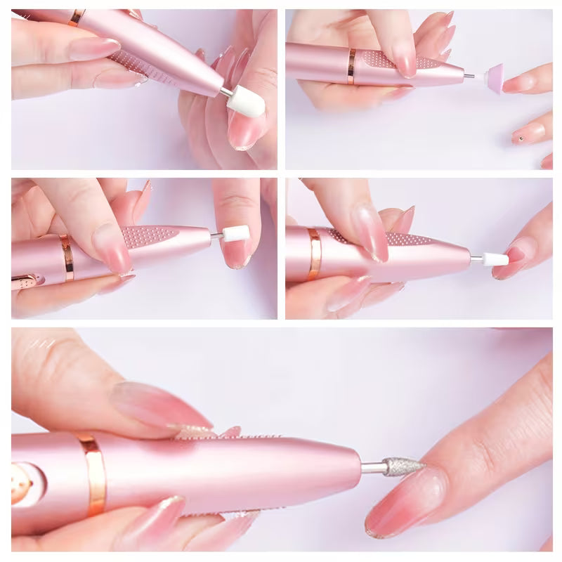 Professional Cordless Electric Nail File Kit – Rechargeable Nail Drill with Multi-Head Sanding Bits
