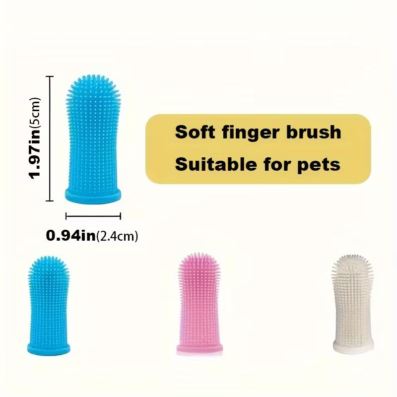 5pcs Soft Silicone Pet Finger Toothbrush Sleeves – Dog & Cat Dental Cleaning Tools