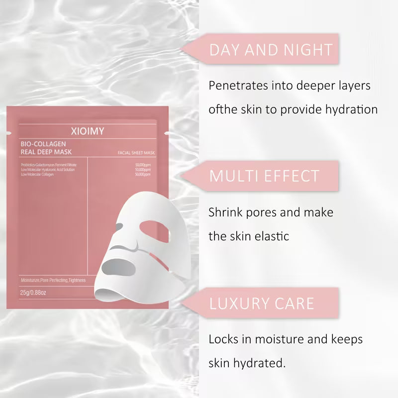 5pcs Collagen Moisturising Facial Masks – Hydrating Facial Sheet Masks for Everyday Skincare