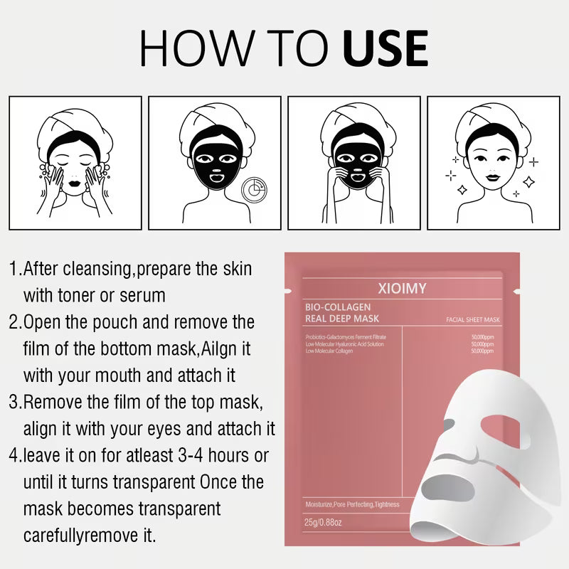 5pcs Collagen Moisturising Facial Masks – Hydrating Facial Sheet Masks for Everyday Skincare