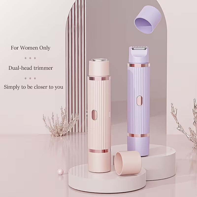 2-in-1 Women's Electric Shaver & Body Hair Trimmer – Wet & Dry Rechargeable Personal Grooming Tool