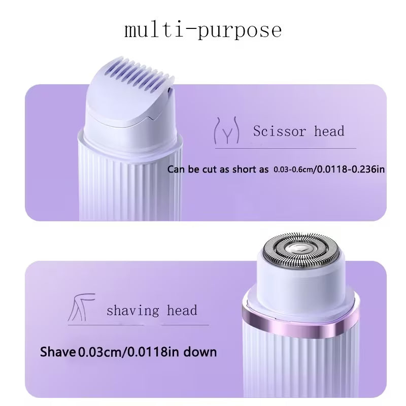 2-in-1 Women's Electric Shaver & Body Hair Trimmer – Wet & Dry Rechargeable Personal Grooming Tool