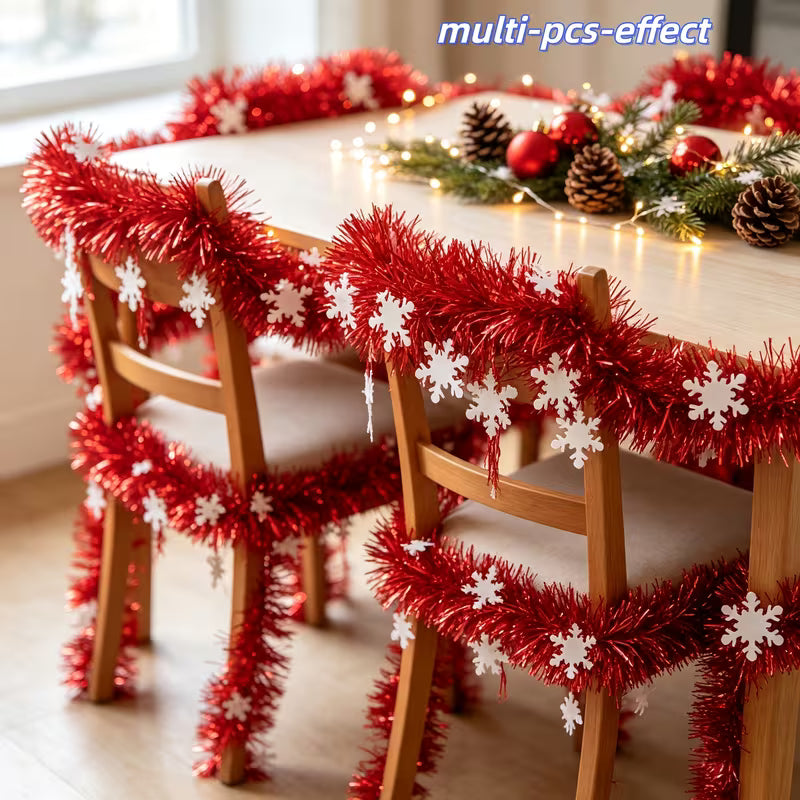 6 Metres Christmas Red Snowflake Fringe Trim – 2-Piece Metallic Foil Decoration