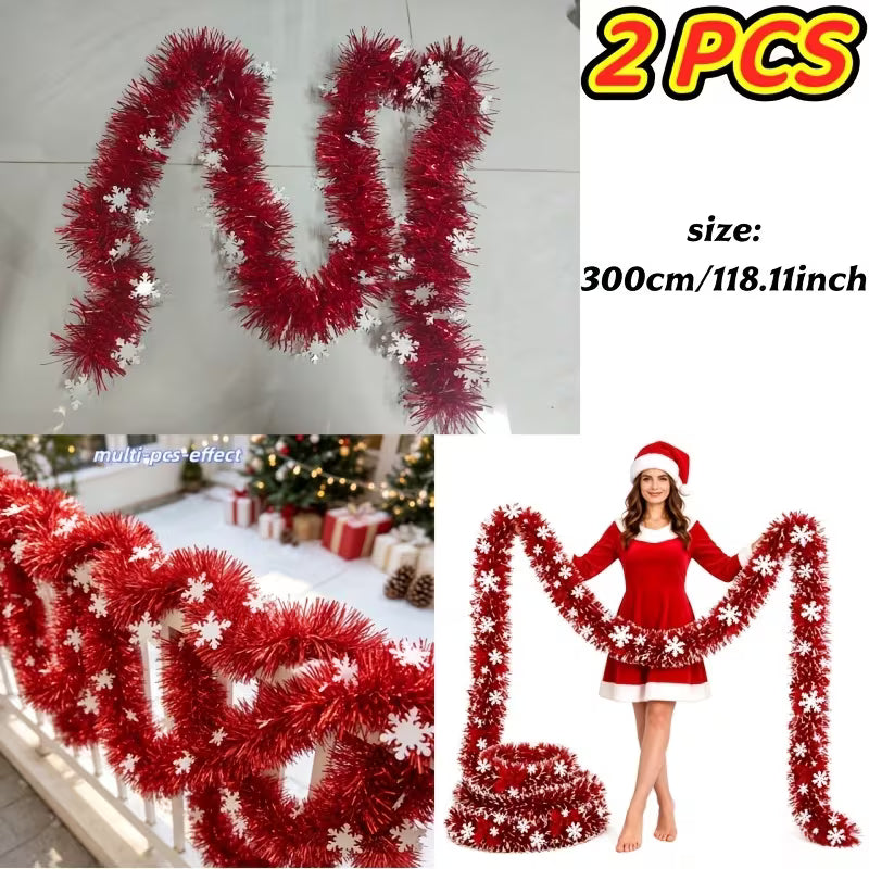 6 Metres Christmas Red Snowflake Fringe Trim – 2-Piece Metallic Foil Decoration