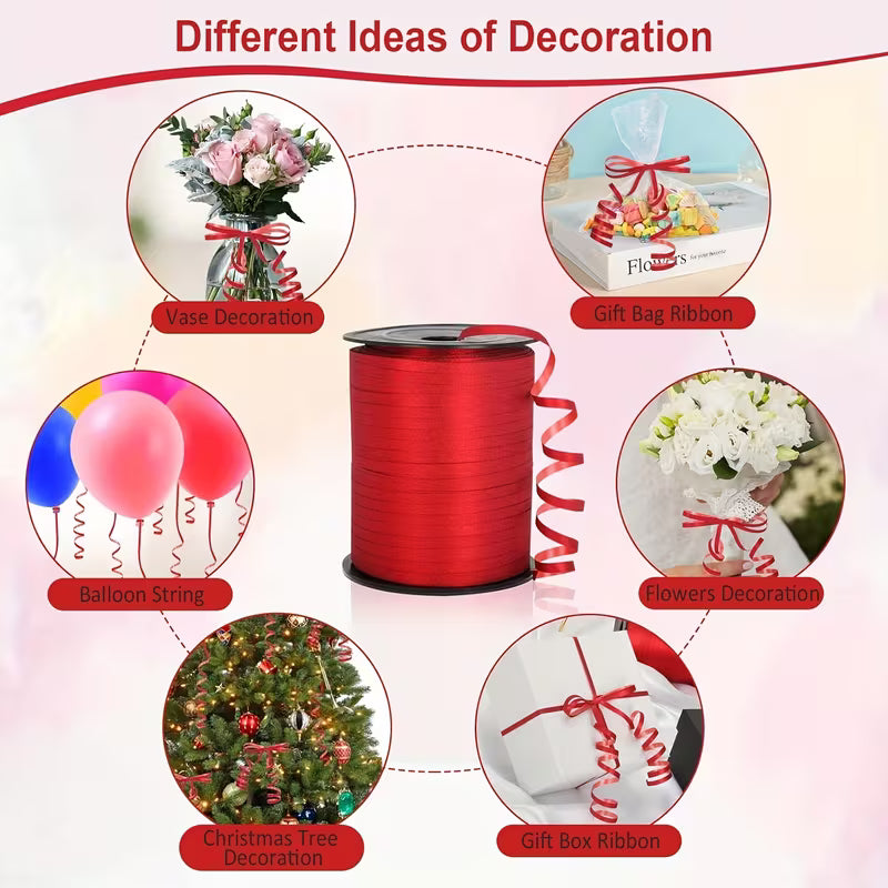 600 Yard Red Curling Ribbon – 1/5" Plastic Ribbon for Gift Wrapping & Crafts