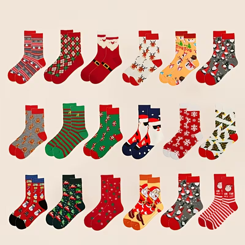 1 Pair Christmas Cartoon Pattern Socks – Soft Unisex Mid-Calf Holiday Socks