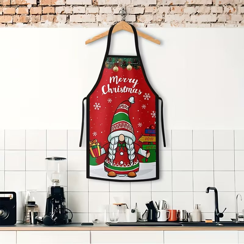 1pc Christmas Santa Claus Elf Apron – Unisex Festive Kitchen Apron
