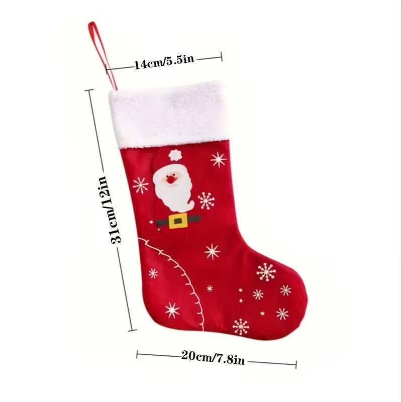 Pair of Traditional Christmas Stockings – Santa, Snowman & Reindeer Designs