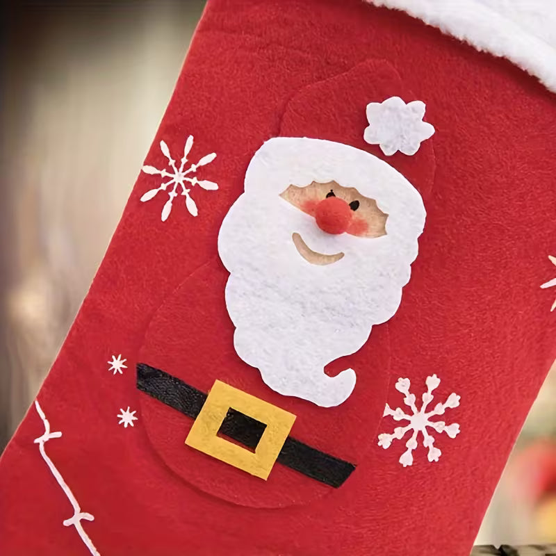 Pair of Traditional Christmas Stockings – Santa, Snowman & Reindeer Designs