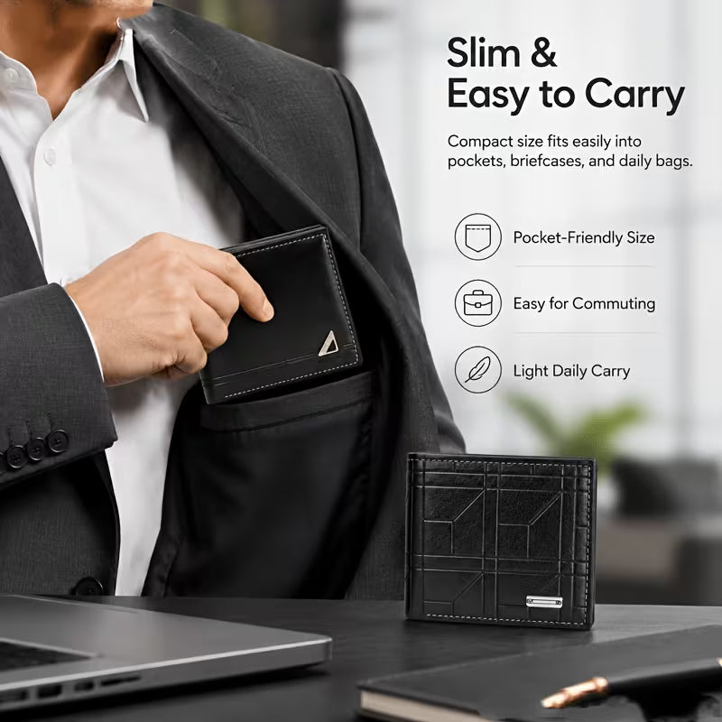 Men's PU Wallet – Large Capacity Bifold Wallet with Multiple Card Slots