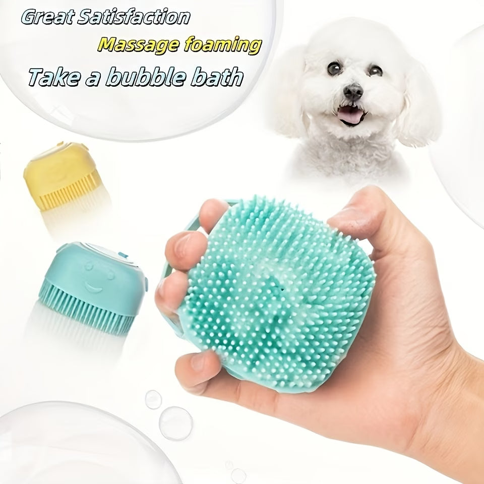 (Pet Bath Brush And Storage Hook) Cat Massage Brushes, Dog And Cat Bath Brushes, Built-In Storage - Gentle Pet Brushes, Built-In Shampoo Dispenser Massage Brushes, Multifunctional Massage Combs And Cleaning Tools
