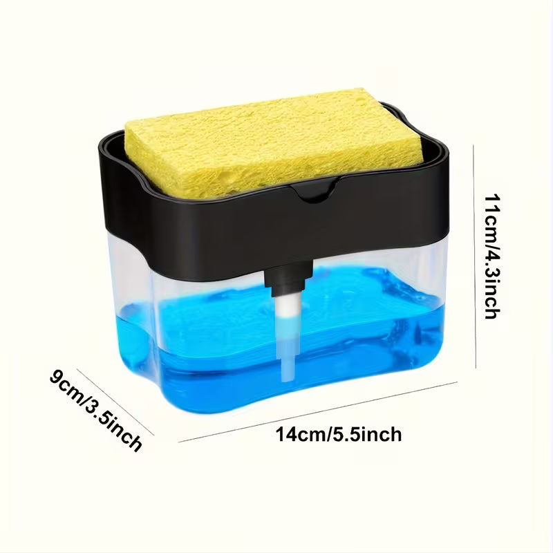 1pc Dish Soap Dispenser and Sponge Holder – Silver-Tone Kitchen Sink Organiser