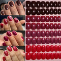 96pcs Red Solid Colour Short Square Press-On Nails, Glossy Artificial False Nails with Adhesive Tape and Nail File